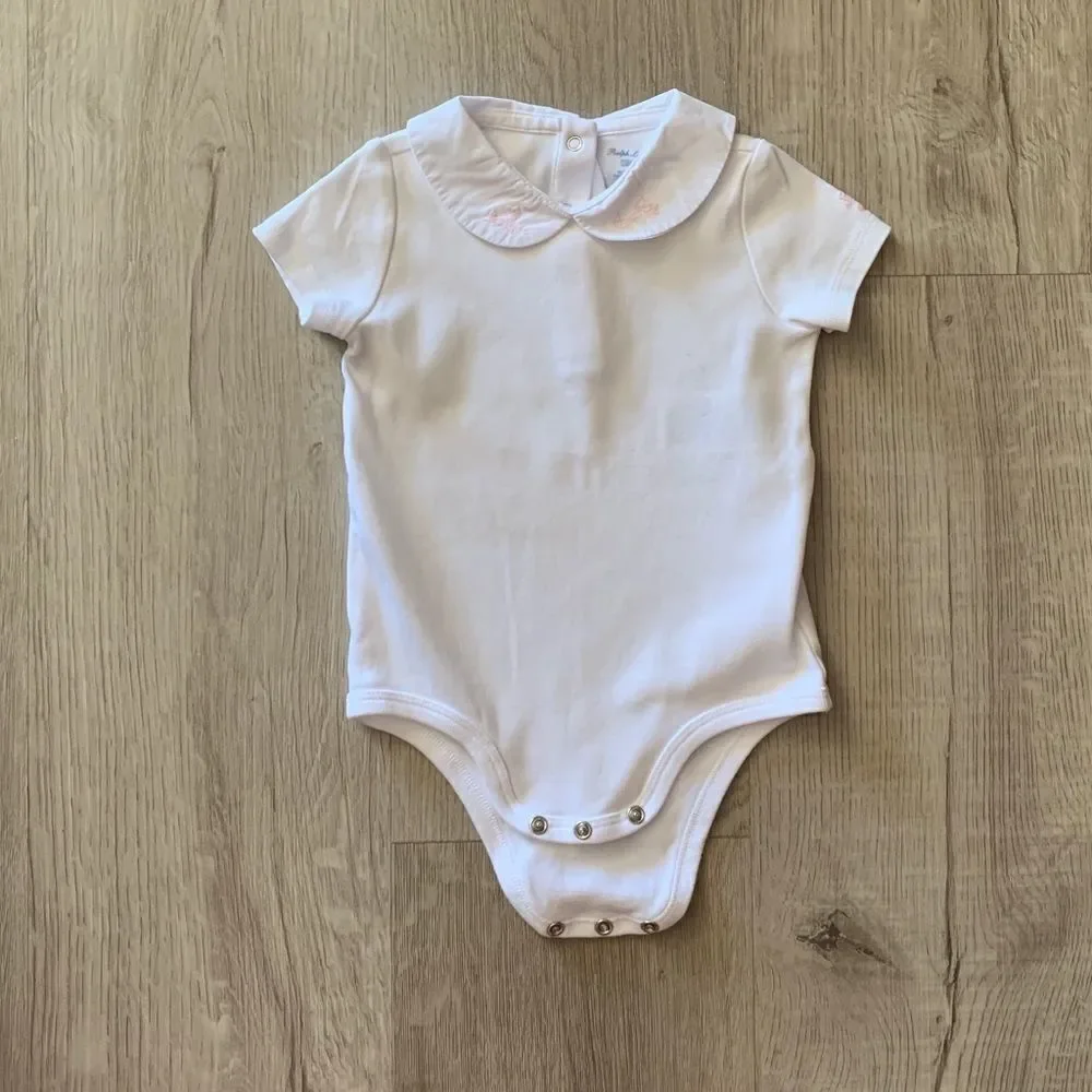 RALPH LAUREN | White | Baby Girl Collar Bodysuit